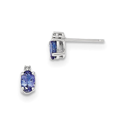 14K Weißgold Oval Tansanit & Diamant Ohrstecker