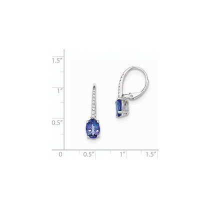 14K Weißgold Oval Tansanit & Diamant Ohrhänger mit Brisur