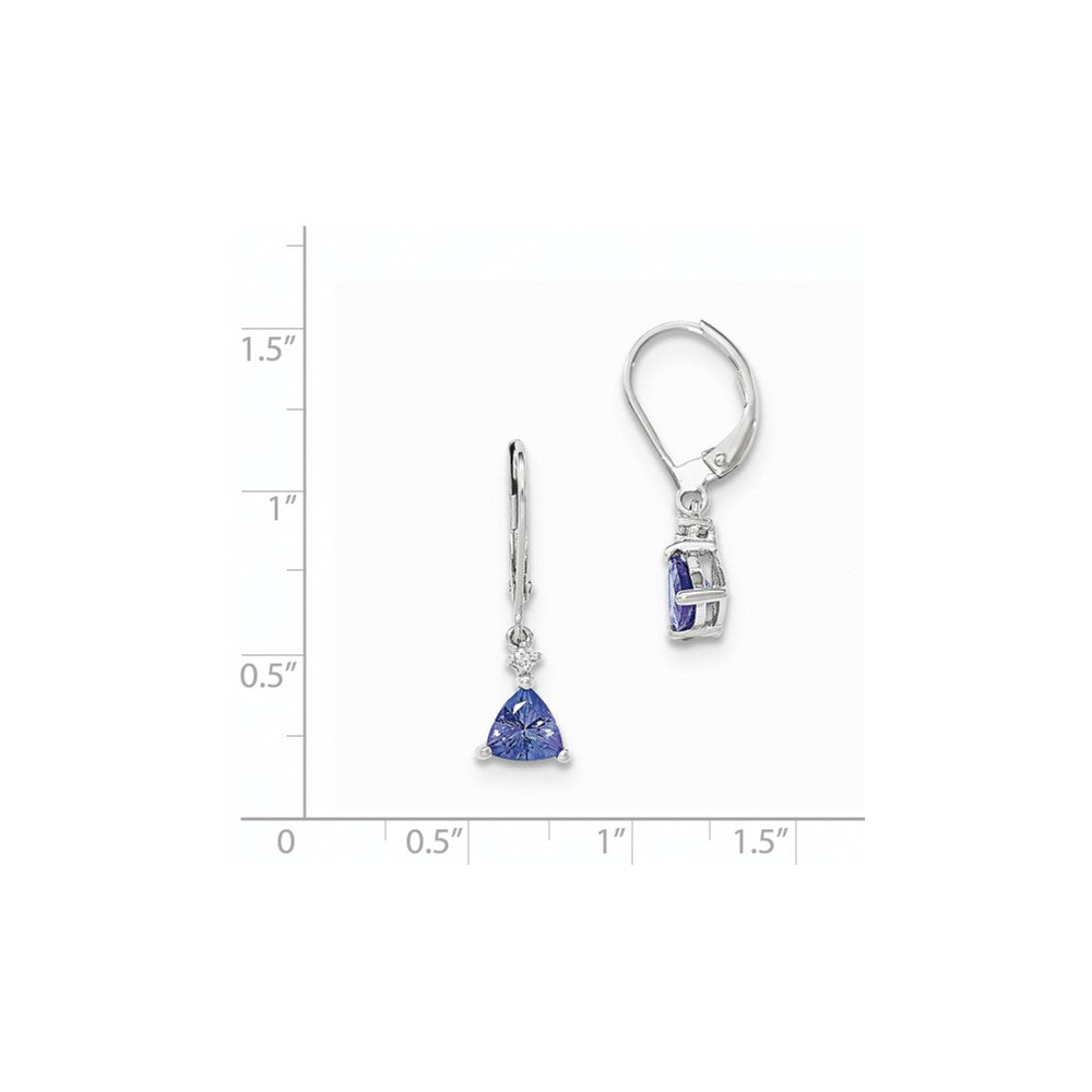 14K Weißgold Trillant Tansanit & Diamant Ohrhänger mit Brisur