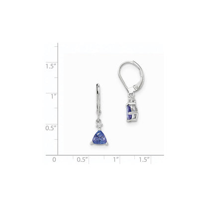 14K Weißgold Trillant Tansanit & Diamant Ohrhänger mit Brisur