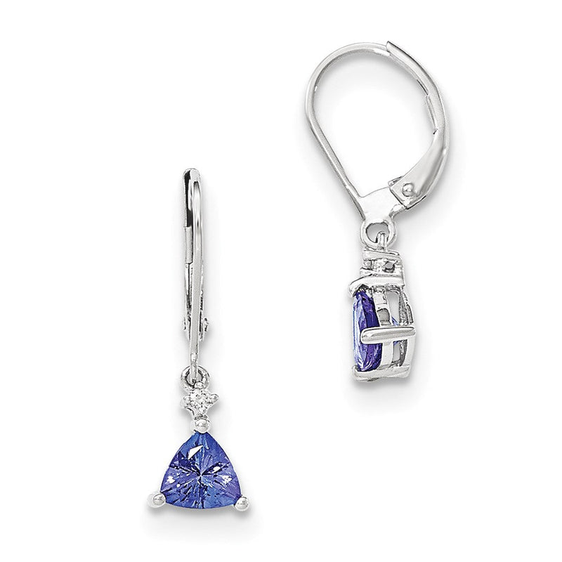 14K Weißgold Trillant Tansanit & Diamant Ohrhänger mit Brisur