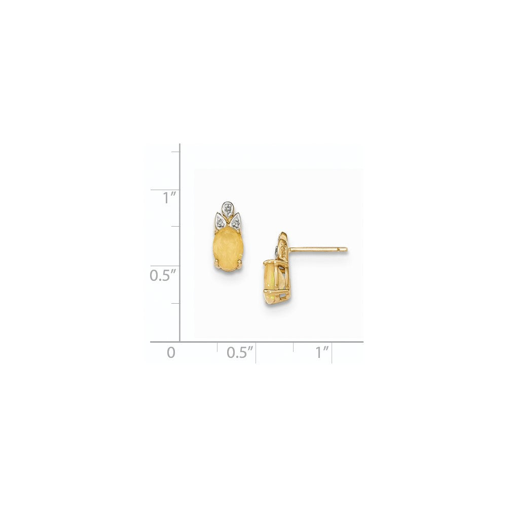 14K Gelbgold Opal und Echt Diamant Ohrstecker