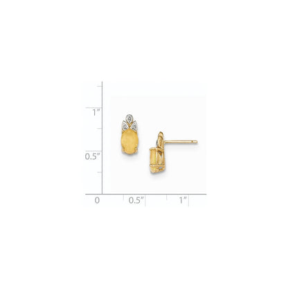 14K Gelbgold Opal und Echt Diamant Ohrstecker