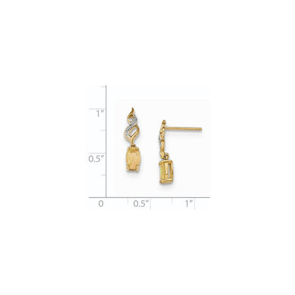 14K Gelbgold Opal und Echt Diamant Stecker Ohrhänger