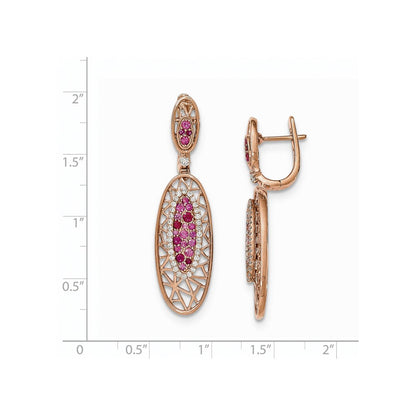 14K Roségold Diamant-, Rubin- und Saphir-Ohrstecker mit Scharniermechanismus