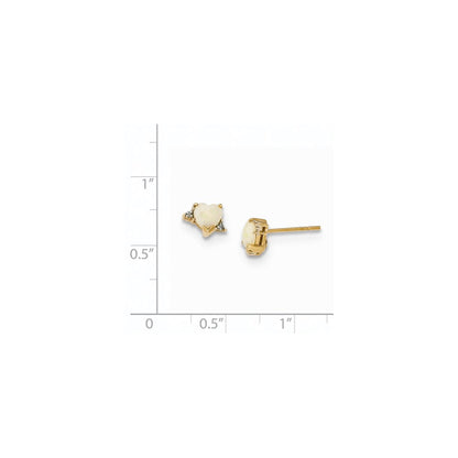 14K Gelbgold Opal und Echt Diamant Ohrstecker