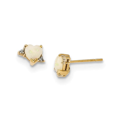 14K Gelbgold Opal und Echt Diamant Ohrstecker