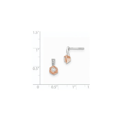 14K Weißgold mit Rosé-Rhodium-Beschichtung Ohrstecker mit echten Diamanten