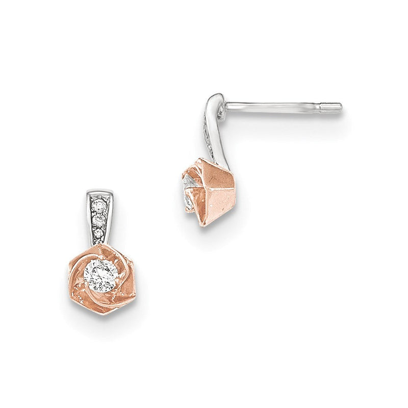 14K Weißgold mit Rosé-Rhodium-Beschichtung Ohrstecker mit echten Diamanten