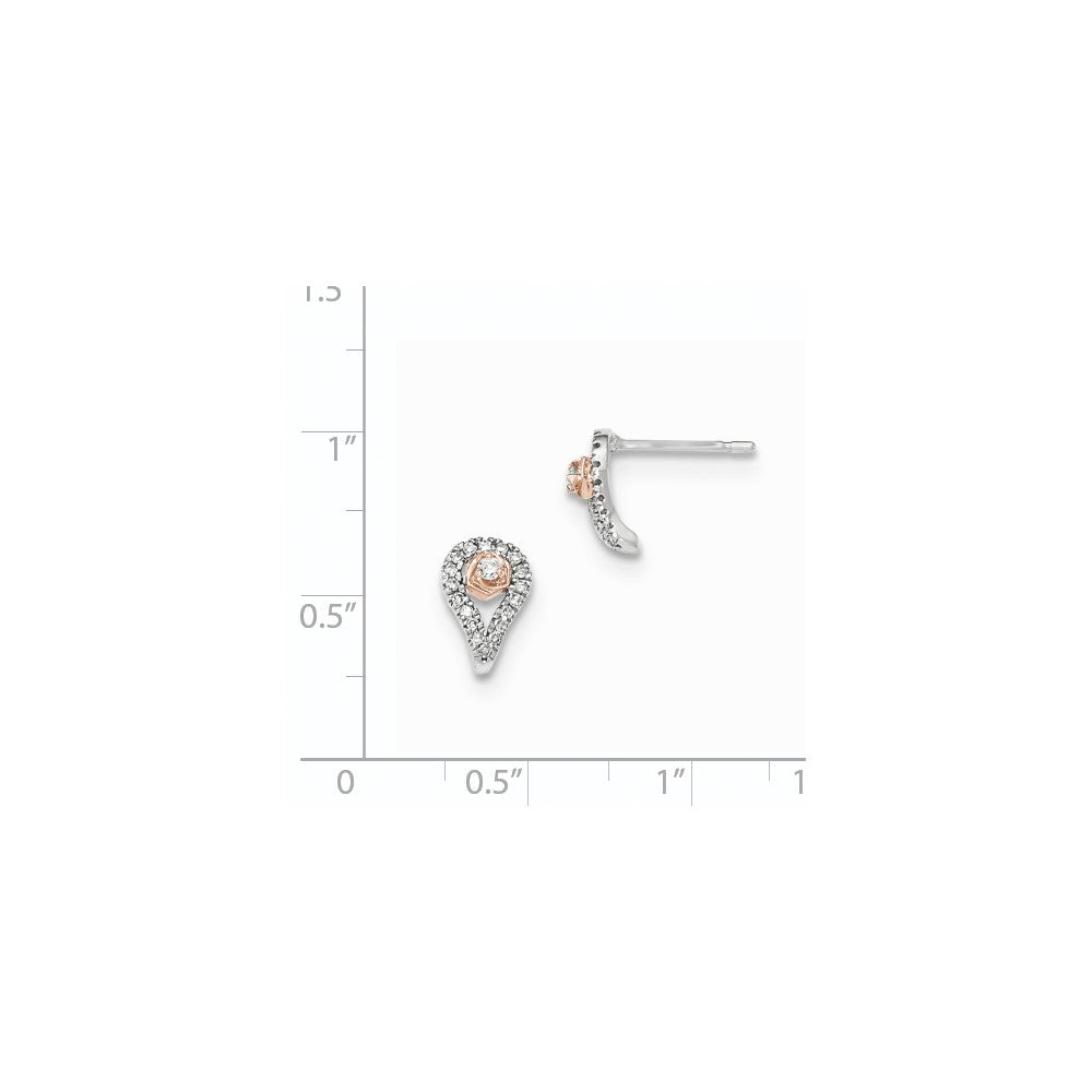 14K Gelbgold Weißgold mit Rosé-Rhodium echte Diamant-Ohrstecker