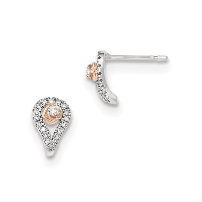 14K Gelbgold Weißgold mit Rosé-Rhodium echte Diamant-Ohrstecker