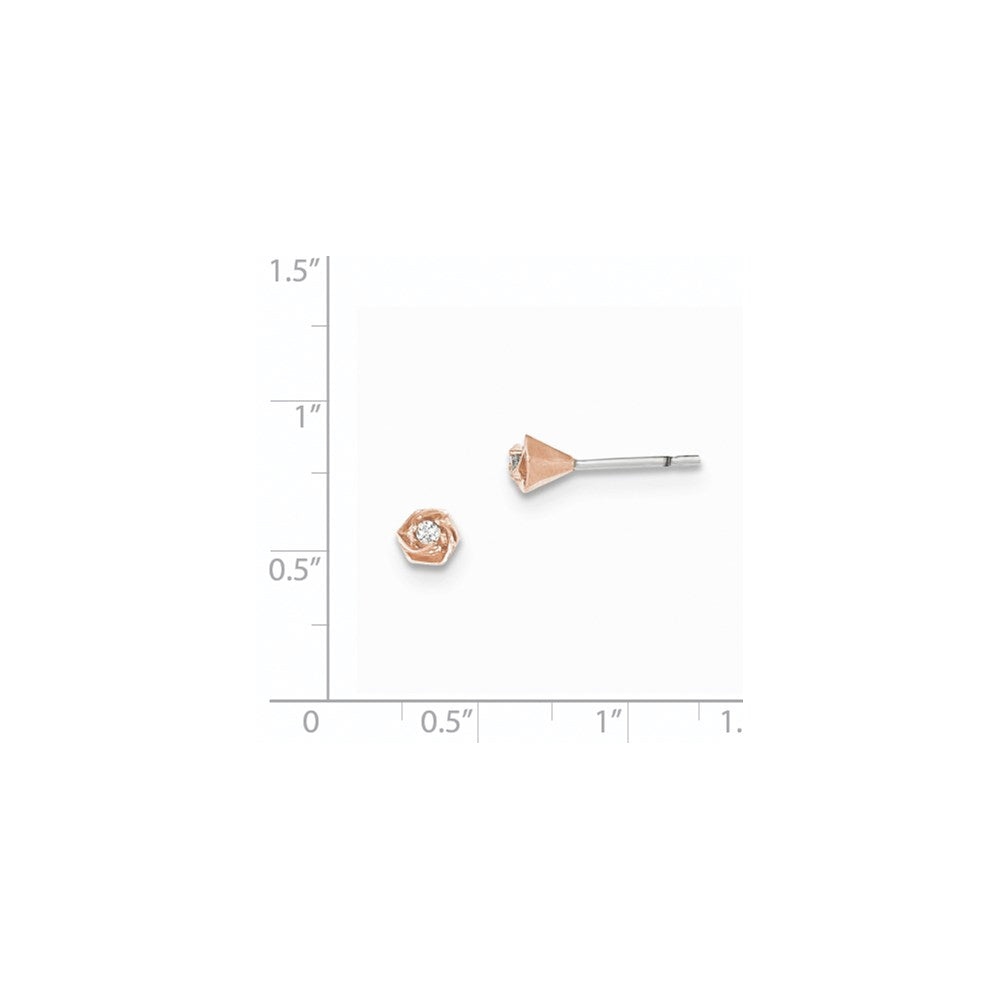 14K Weißgold mit Roségold-Rhodinierung Ohrstecker mit echten Diamanten