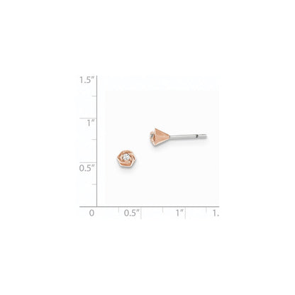 14K Weißgold mit Roségold-Rhodinierung Ohrstecker mit echten Diamanten