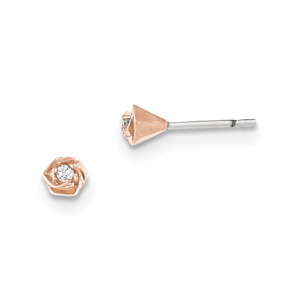 14K Weißgold mit Roségold-Rhodinierung Ohrstecker mit echten Diamanten