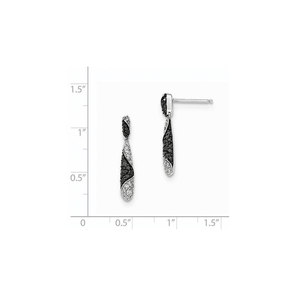 14K Weißgold Ohrhänger mit schwarzen/weißen echten Diamanten