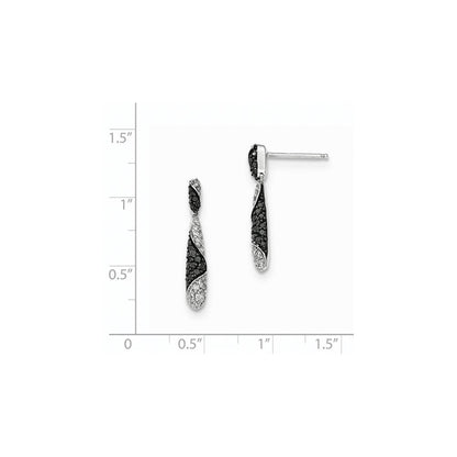 14K Weißgold Ohrhänger mit schwarzen/weißen echten Diamanten