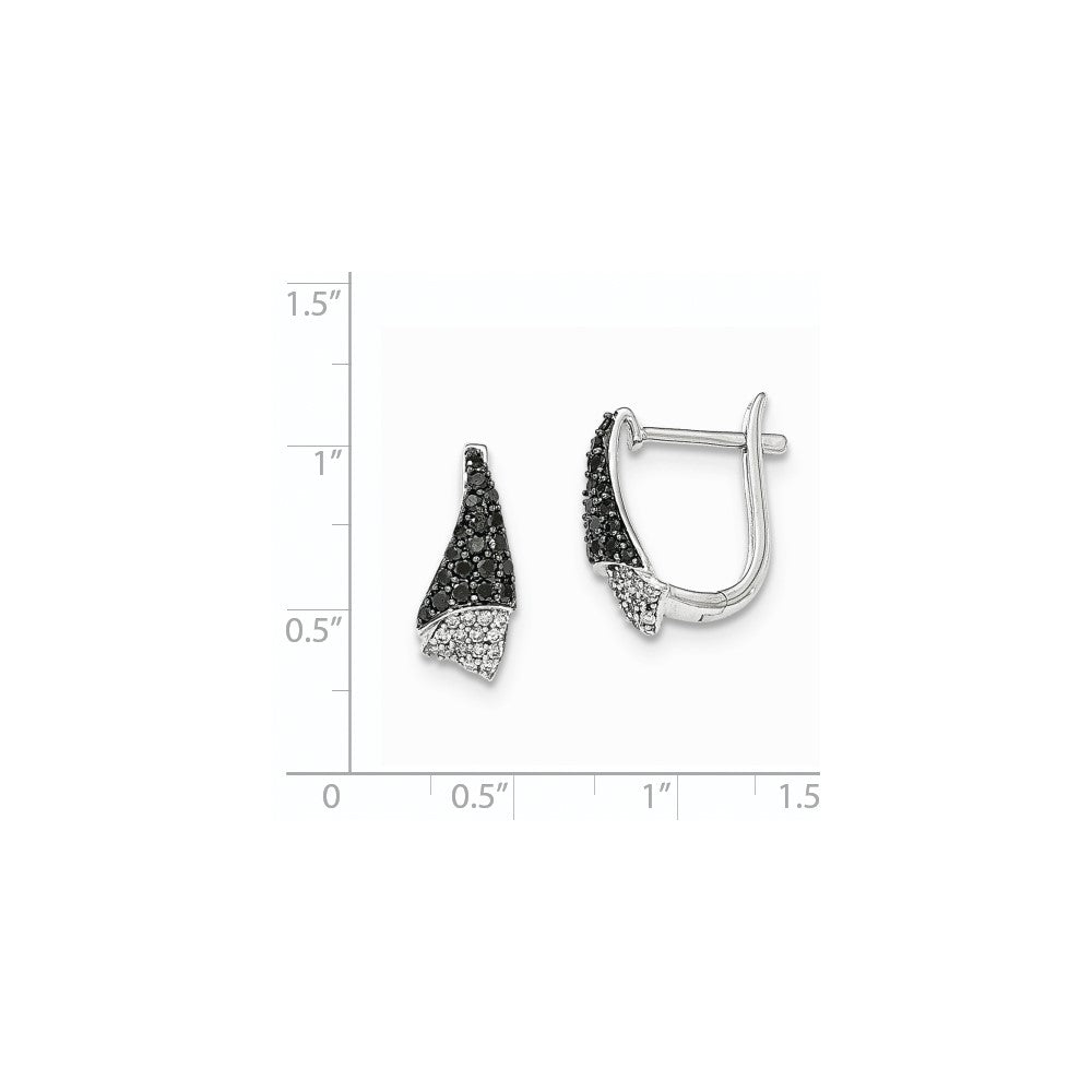 14K Weißgold Ohrringe mit echten weißen Diamanten und echten schwarzen Diamanten, Klappbrisur