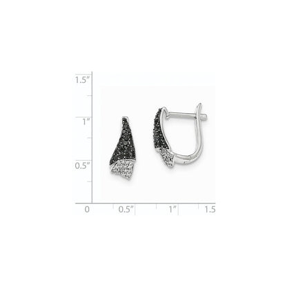 14K Weißgold Ohrringe mit echten weißen Diamanten und echten schwarzen Diamanten, Klappbrisur