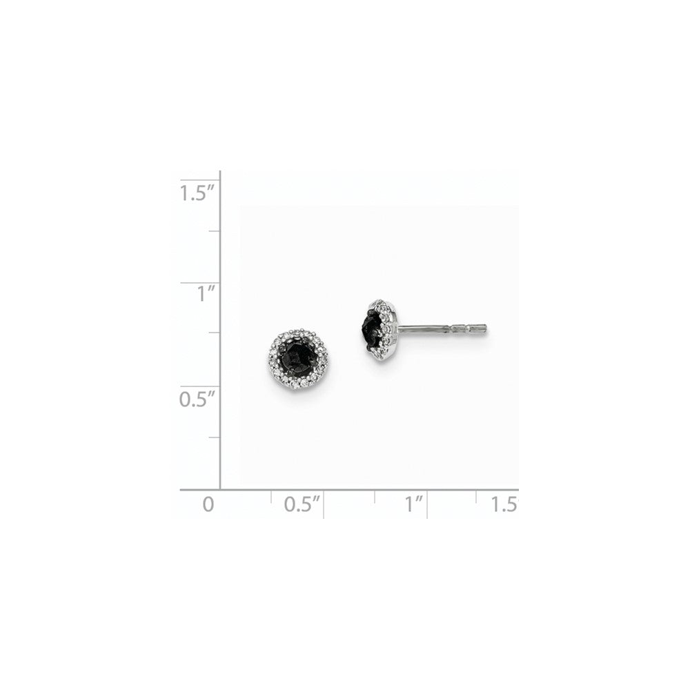 14K Weißgold Ohrstecker mit echten schwarz-weißen Diamanten