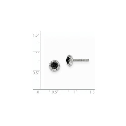 14K Weißgold Ohrstecker mit echten schwarz-weißen Diamanten