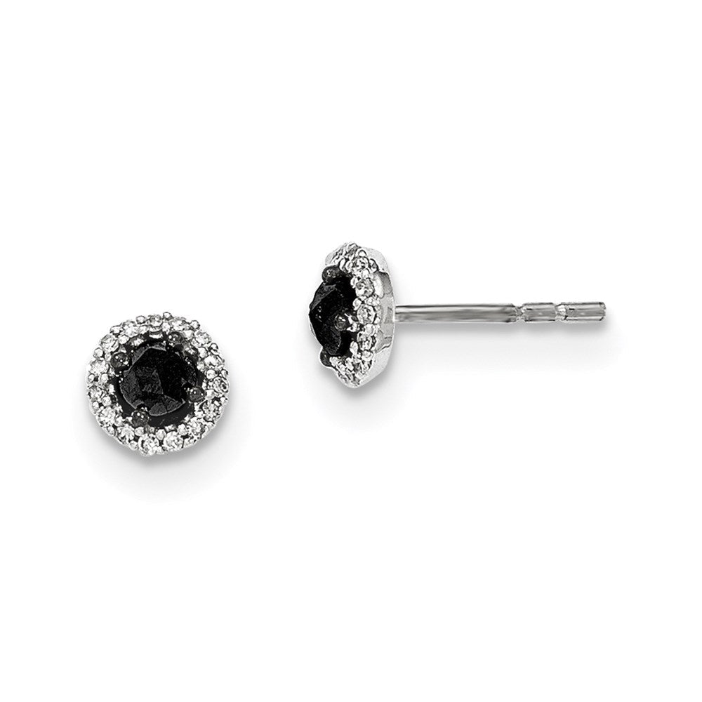 14K Weißgold Ohrstecker mit echten schwarz-weißen Diamanten