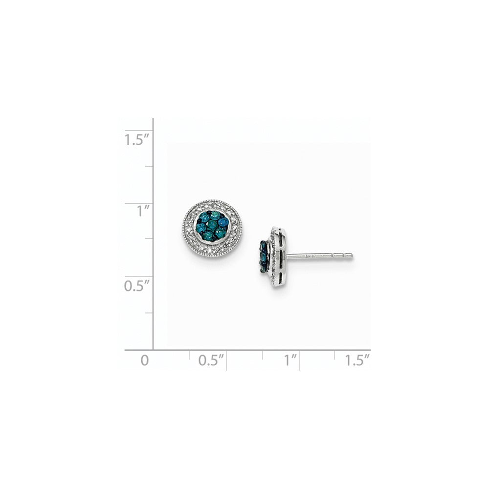 14K Weißgold Ohrstecker mit blauen und weißen echten Diamanten