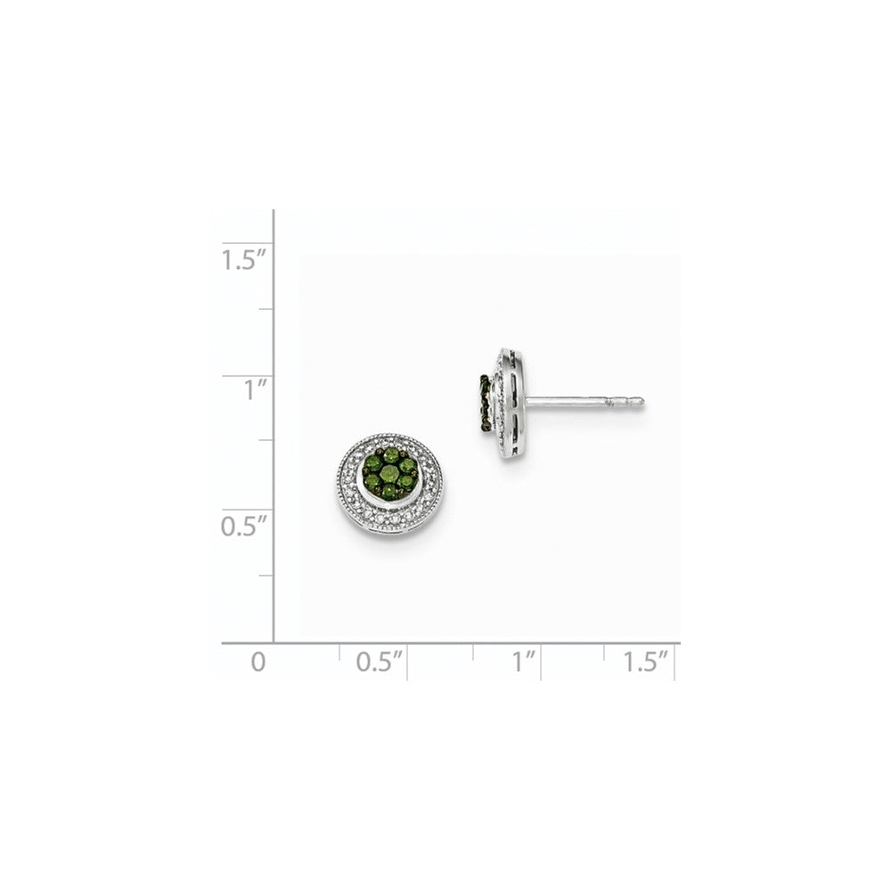14K Weißgold Ohrstecker mit grünen und weißen echten Diamanten