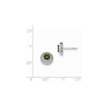 14K Weißgold Ohrstecker mit grünen und weißen echten Diamanten