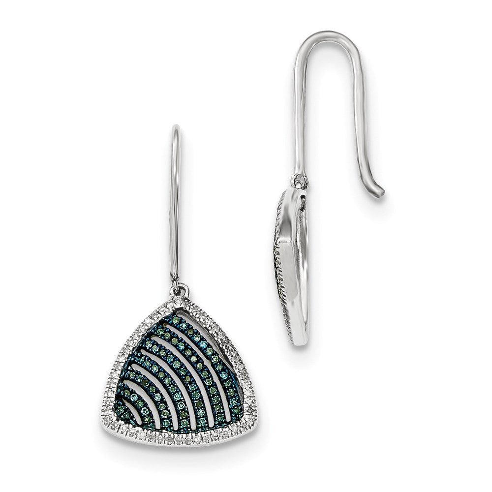 14K Weißgold Ohrhänger mit blauen und weißen echten Diamanten