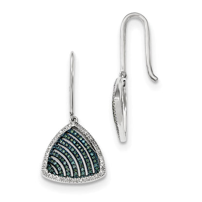 14K Weißgold Ohrhänger mit blauen und weißen echten Diamanten