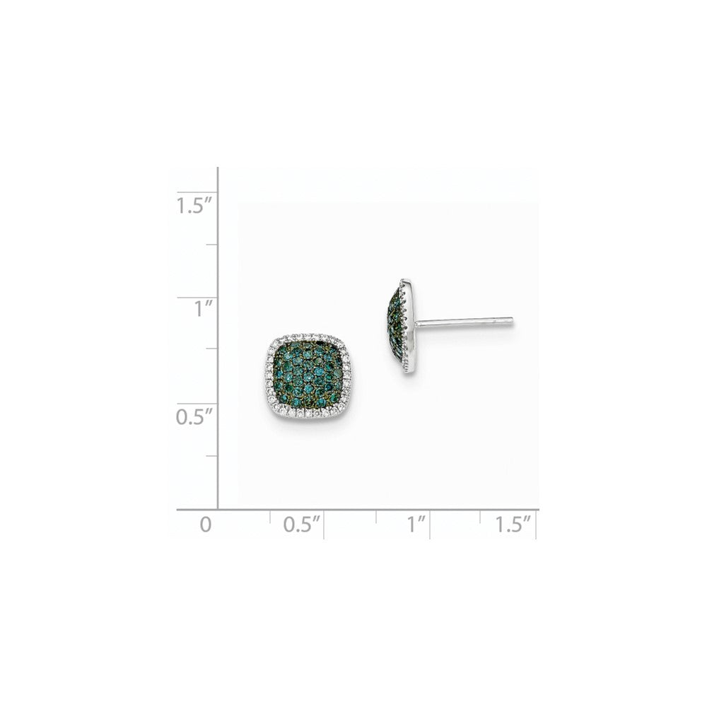 14K Weißgold Ohrstecker mit Diamant und Pavé-blauen Diamanten