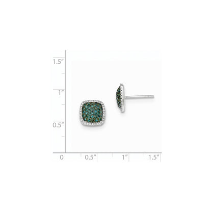 14K Weißgold Ohrstecker mit Diamant und Pavé-blauen Diamanten