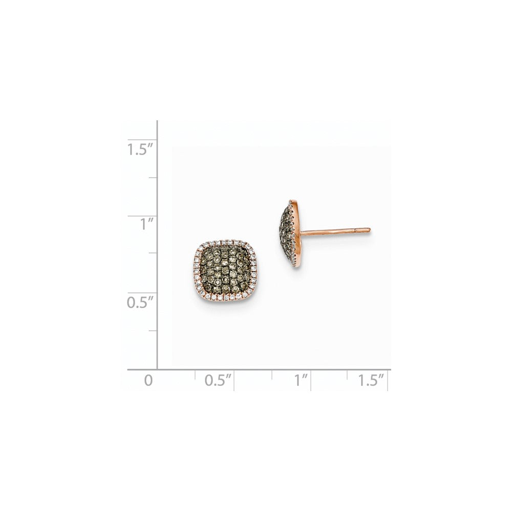 14K Roségold Ohrringe mit echtem Diamant & Pavé-Champagner-Echtdiamant