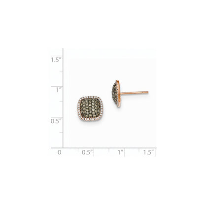 14K Roségold Ohrringe mit echtem Diamant & Pavé-Champagner-Echtdiamant