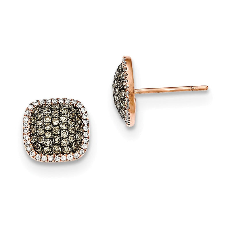 14K Roségold Ohrringe mit echtem Diamant & Pavé-Champagner-Echtdiamant