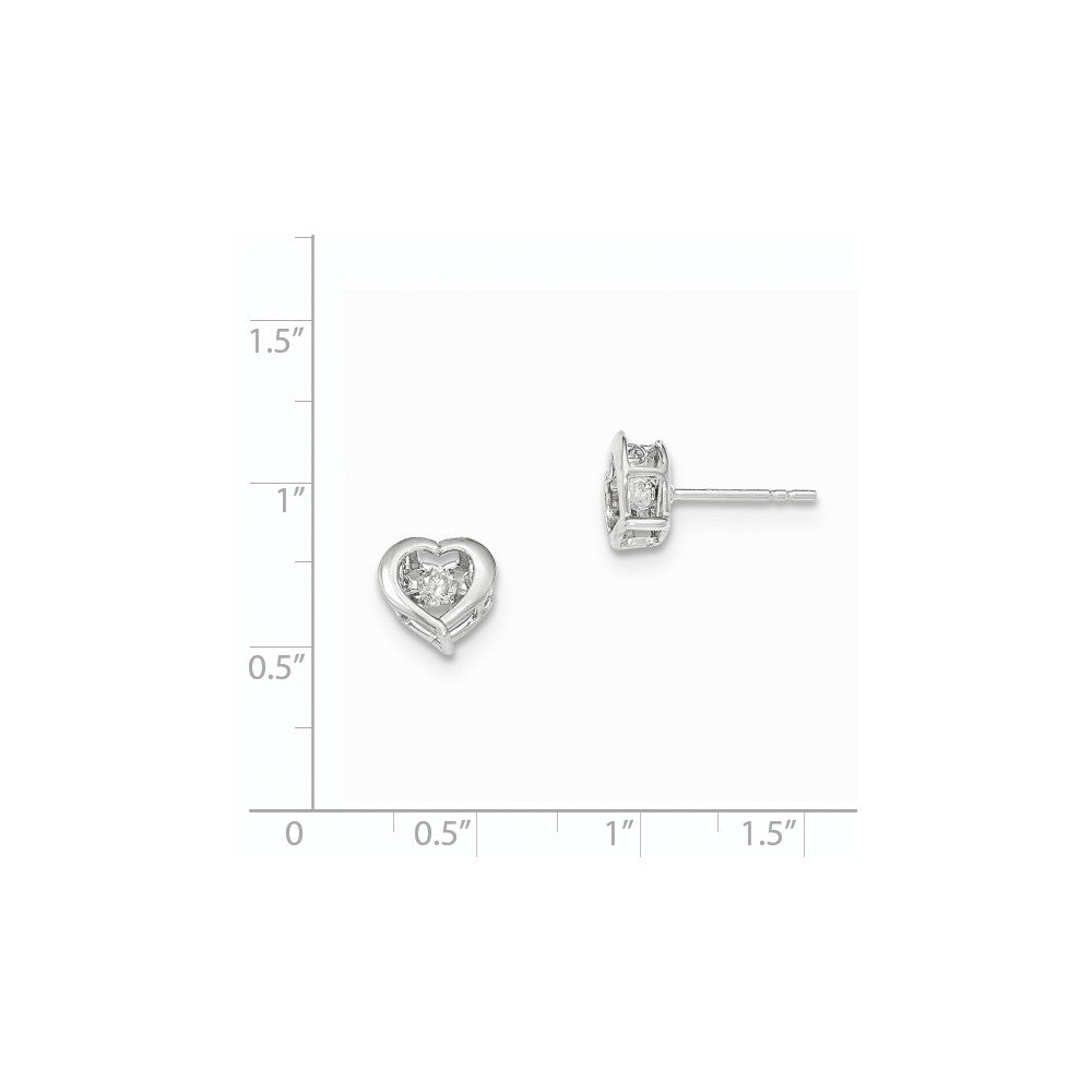 14K Weißgold Ohrstecker mit Herzmotiv, poliert, mit echten Diamanten, brillant