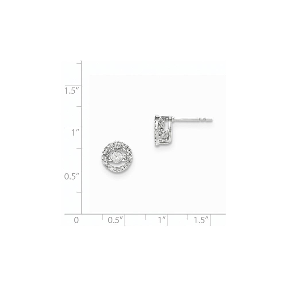14K Weißgold Ohrstecker mit lebendigen echten Diamanten, rund, poliert