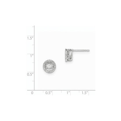 14K Weißgold Ohrstecker mit lebendigen echten Diamanten, rund, poliert