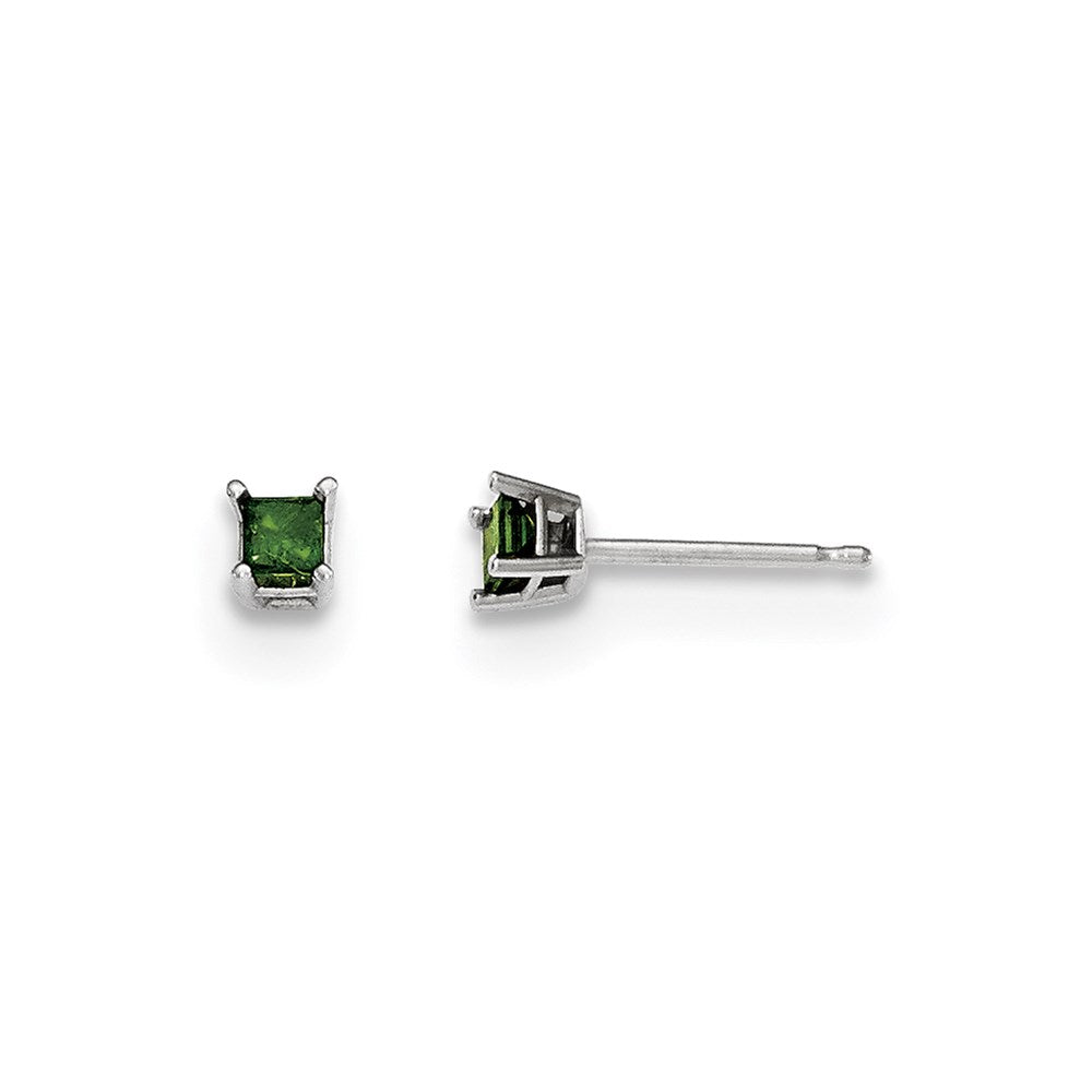 14K Weißgold Ohrstecker mit 0,20 ct. grünen echten Diamanten