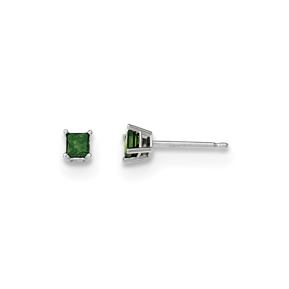 14K Weißgold Ohrstecker mit 0,25 ct. grünen echten Diamanten