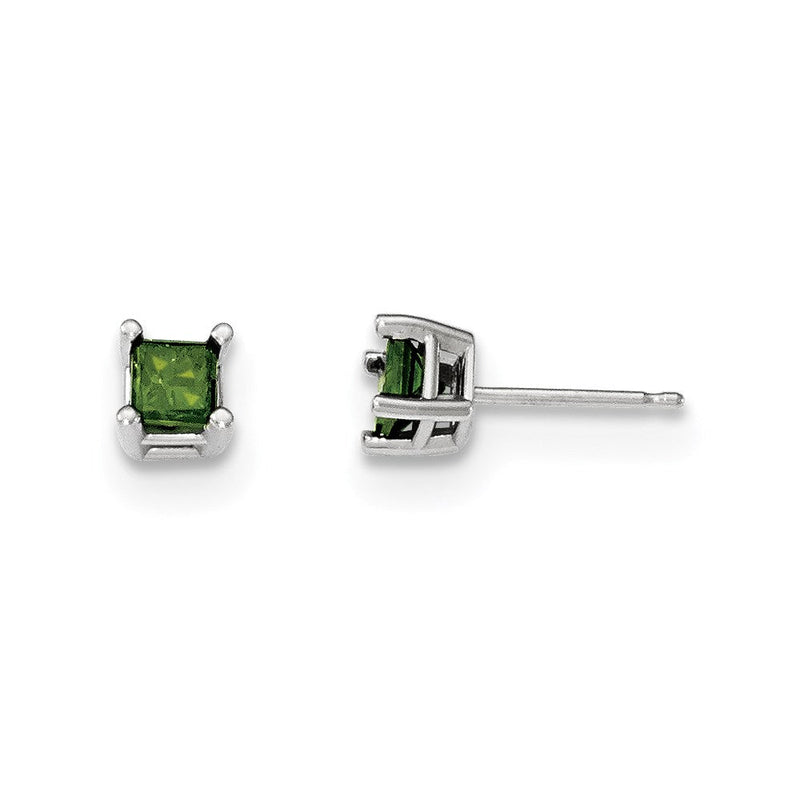 14K Weißgold Ohrstecker mit 0,75 ct. grünen echten Diamanten