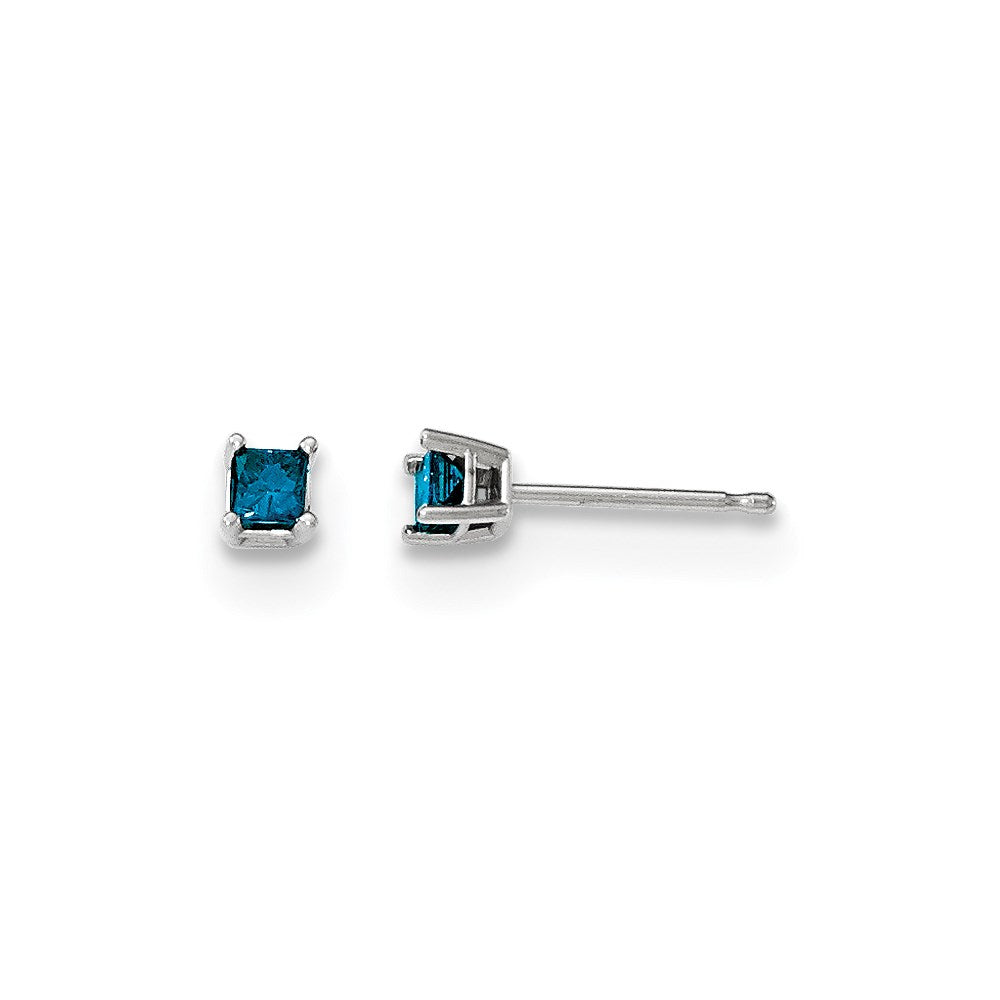 14K Weißgold Ohrstecker mit 0,20 ct. blauen Diamanten