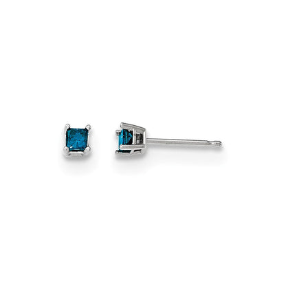 14K Weißgold Ohrstecker mit 0,20 ct. blauen Diamanten