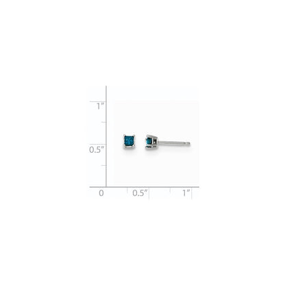 14K Weißgold Ohrstecker mit 0,25 ct. blauen Diamanten
