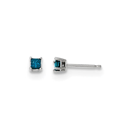 14K Weißgold Ohrstecker mit 0,25 ct. blauen Diamanten
