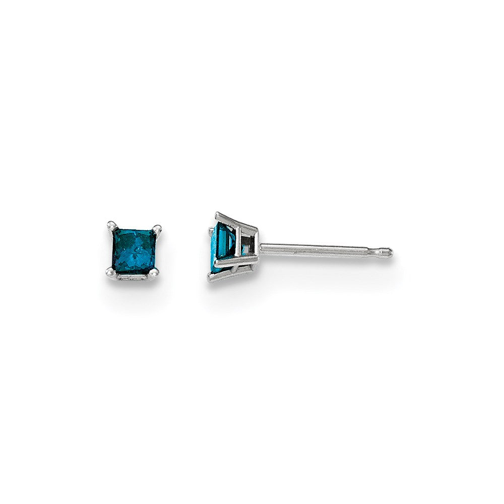 14K Weißgold Ohrstecker mit 0,30 ct. blauen Diamanten