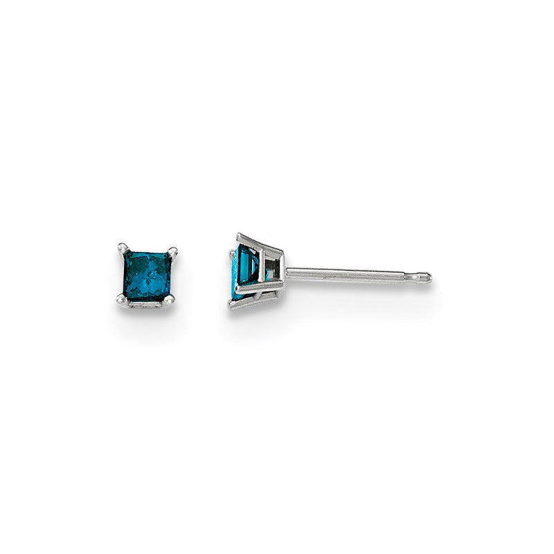14K Weißgold Ohrstecker mit 0,30 ct. blauen Diamanten