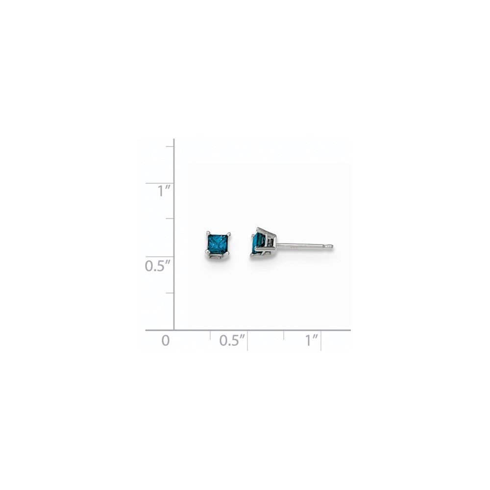 14K Weißgold Diamant-Ohrstecker, blau, 0,40 ct