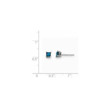 14K Weißgold Diamant-Ohrstecker, blau, 0,40 ct