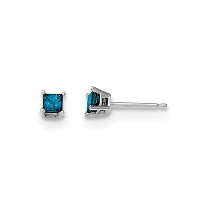 14K Weißgold Diamant-Ohrstecker, blau, 0,40 ct